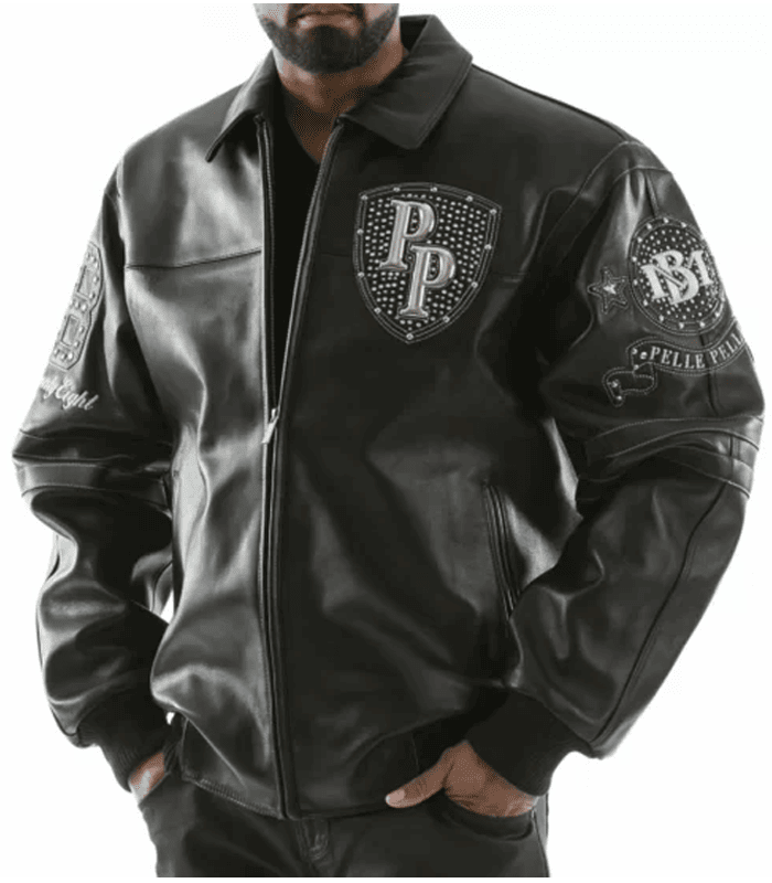 Pelle Pelle Black Encrusted Studded Leather Jacket - PellePelle