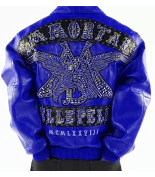 Pelle Pelle Blue Immortal Studded Leather Jacket