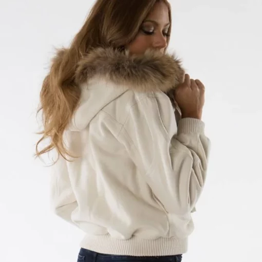 Pelle Pelle Bold White Wool Fur Hooded Jacket