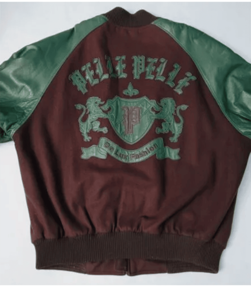 Pelle Pelle Brown Wool Green Leather Sleeves Jacket