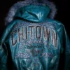 Pelle Pelle Chi-Town Blue Fur Hood Men's Leather Jacket