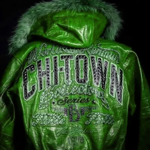 Pelle Pelle Chi-Town Green Fur Hood Men's Leather Jacket