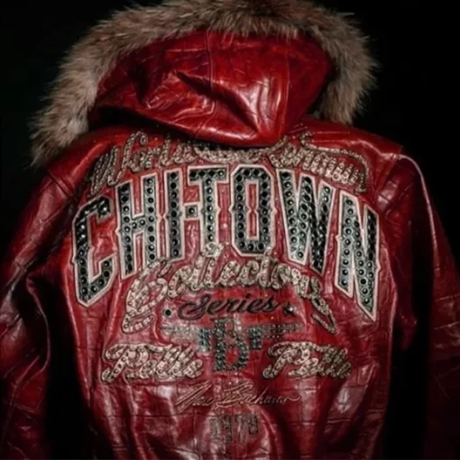 Pelle Pelle Chi-Town Red Fur Hood Men's Leather Jacket