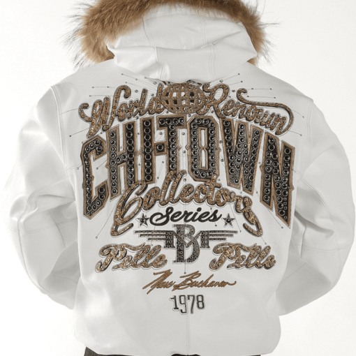 Pelle Pelle Chi-town Fur Hooded White Leather Jacket
