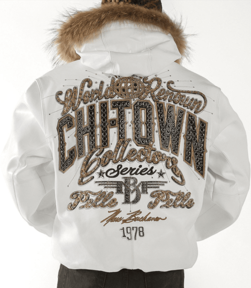 Pelle Pelle Chi-town Fur Hooded White Leather Jacket