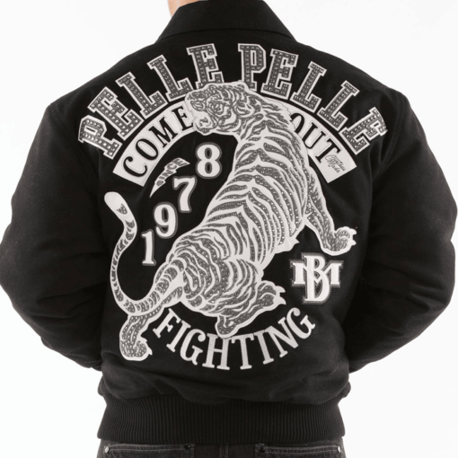 Pelle Pelle Men’s Come Out Fighting Tiger Black Jacket