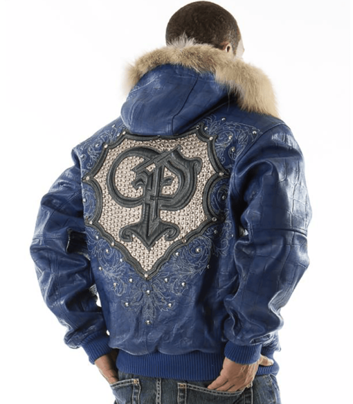Pelle Pelle Crest Fur Hood Blue Jacket