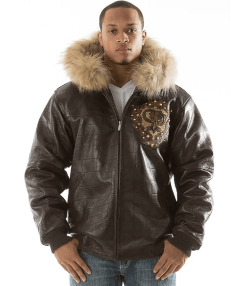 Pelle Pelle Crest Fur Hood Brown Jacket