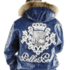 Pelle Pelle Men’s Crest Blue Leather Jacket With Fur Collar