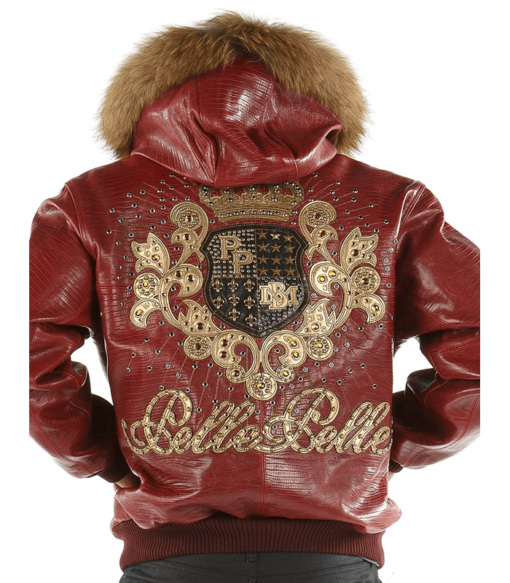 Pelle Pelle Men’s Crest Maroon Leather Jacket