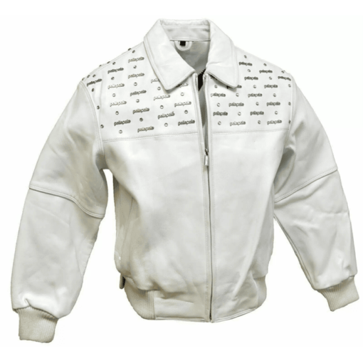 Pelle Pelle Emblem White Leather Jacket