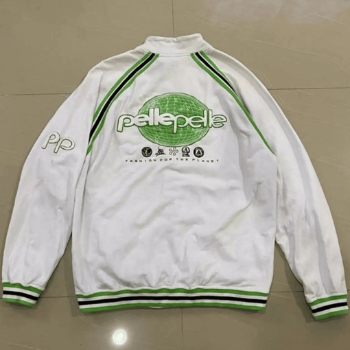 Pelle Pelle Embroidered Cotton White Zippered Jacket