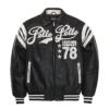 Pelle Pelle Encrusted Men Plush Black Varsity Leather Jacket