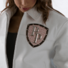 Pelle Pelle Encrusted Varsity White Plush Womens Leather Jacket