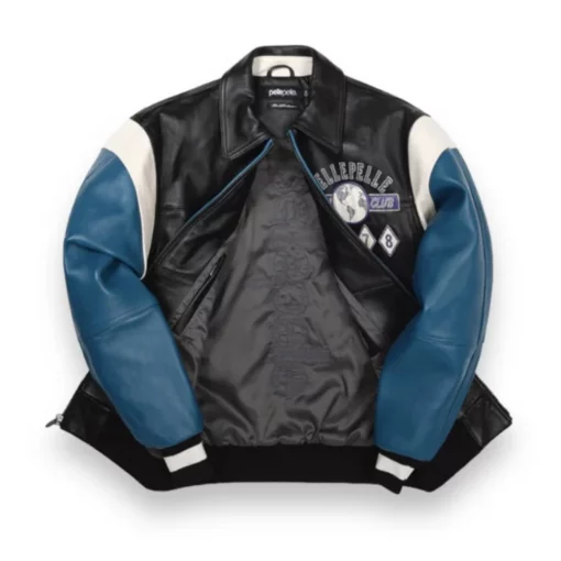 Pelle Pelle Famous Soda Club Blue Plush Top Grain Leather Jacket For Men