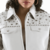 Pelle Pelle Ladies Born Free Jacket White Plush With Snakeskin Sleeves