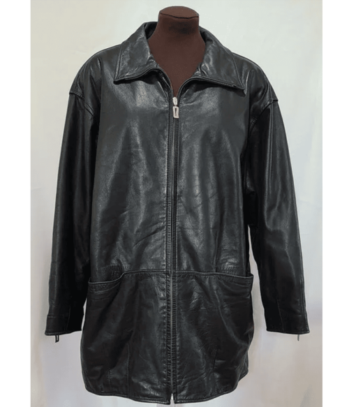 Pelle Pelle Black Leather Full Zip Coat