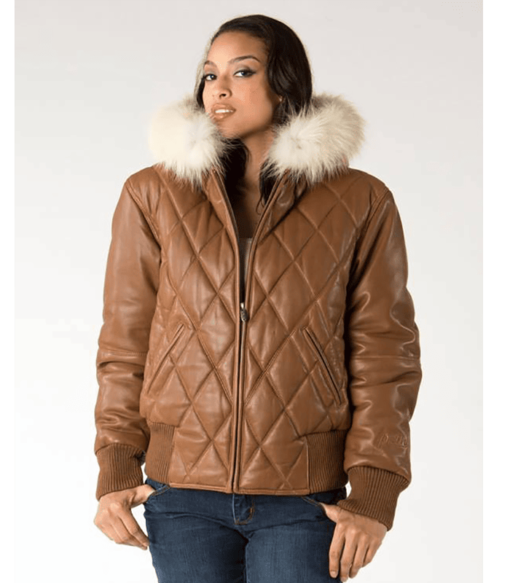 Pelle Pelle Fur Hoods Brown Leather Jacket