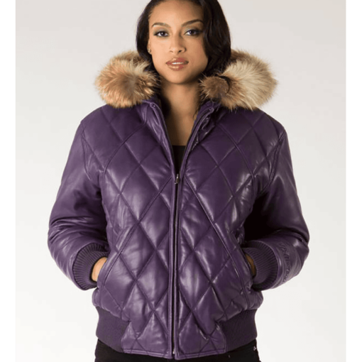 Pelle Pelle Fur Hoods Purple Leather Jacket