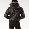 Pelle Pelle Fur Hoods Women Black Leather Jacket