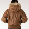 Pelle Pelle Fur Hoods Women Brown Leather Jacket
