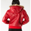 Pelle Pelle Fur Hoods Red Leather Jacket