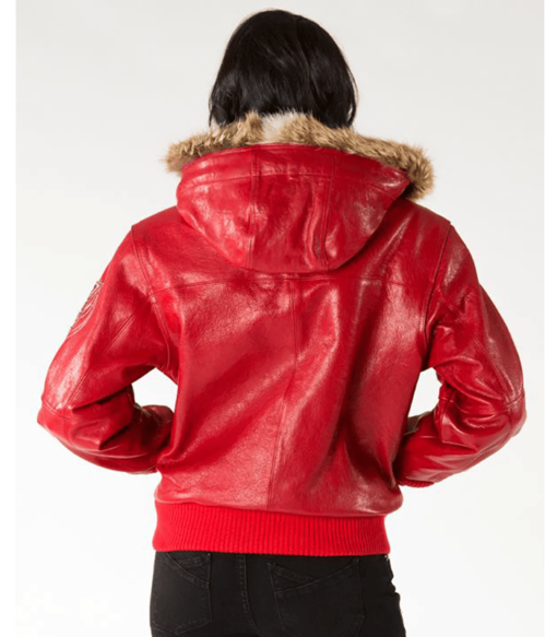 Pelle Pelle Fur Hoods Red Leather Jacket