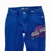 Pelle Pelle Girls Embroidered Cuffed Blue Jeans