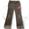 Pelle Pelle Girls Embroidered Cuffed Brown Jeans