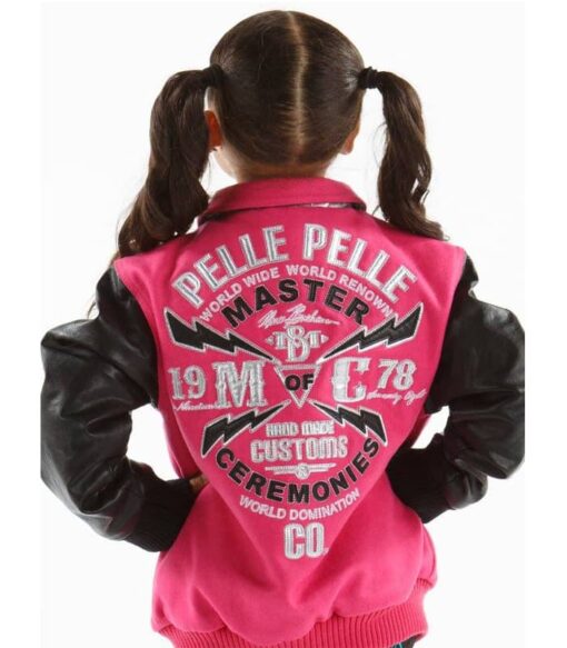Pelle Pelle Girls Pink MC Wool Varsity Jacket