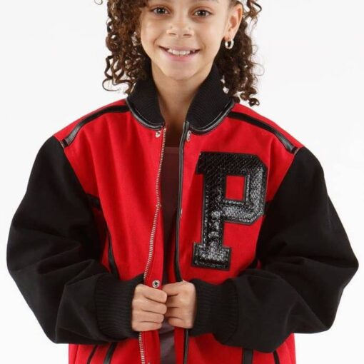 Pelle Pelle Girls Red and Black Jacket Front