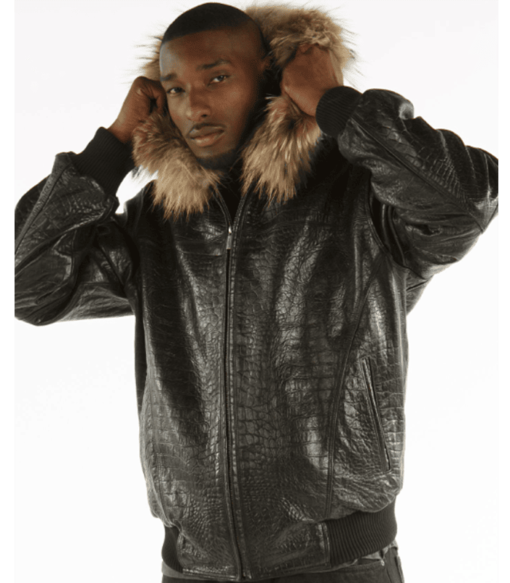 Pelle Pelle Hooded Script Black Leather Jacket