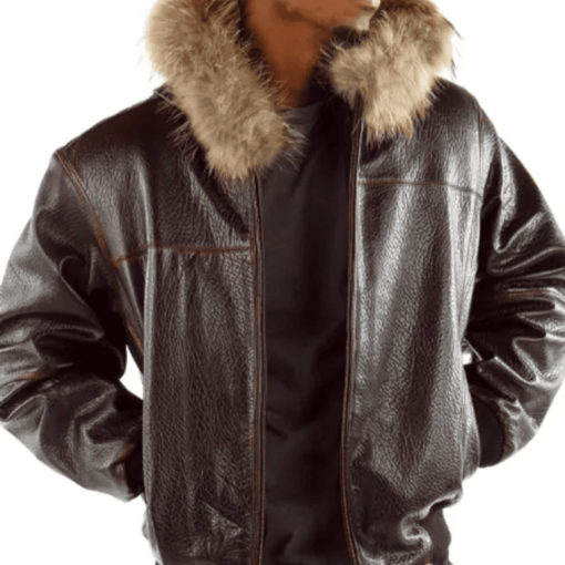 Pelle Pelle Hooded Script Brown Leather Jacket