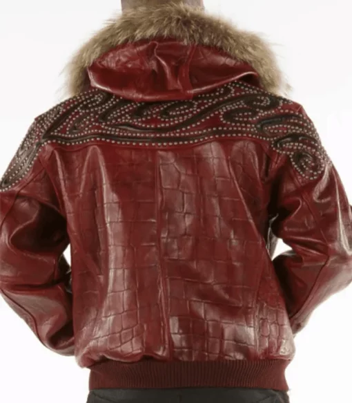 Pelle Pelle Hooded Shearling Fur Collar Top Grain Leather Jacket