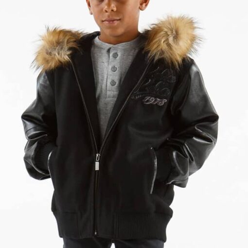 Pelle Pelle Kids 1978 Black Fur Hooded Jacket