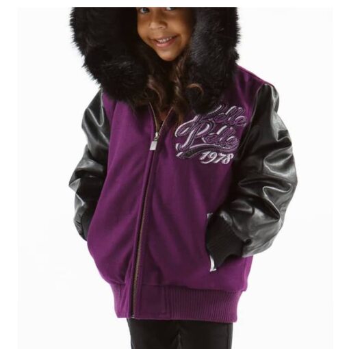 Pelle Pelle Kids 1978 Fur Hooded Purple Jacket