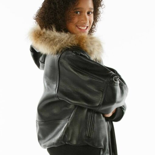 Pelle Pelle Kids Basic Fur Hood Black Plush Jacket