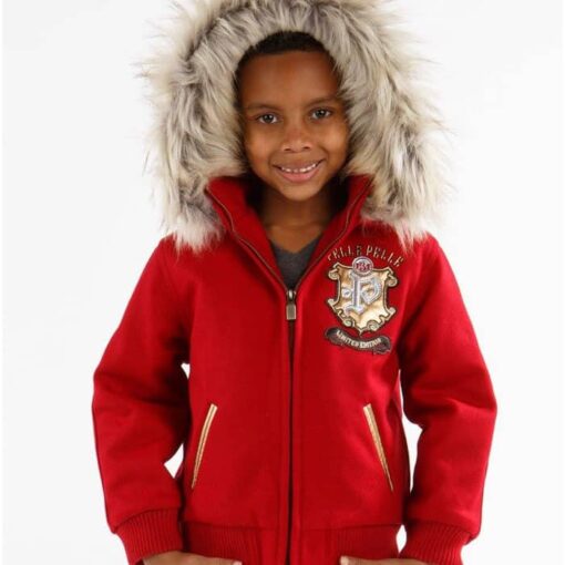 Pelle Pelle Kids Limited Edition Red Fur Hooded Jacket