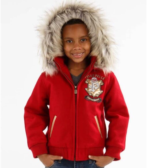 Pelle Pelle Kids Limited Edition Red Fur Hooded Jacket