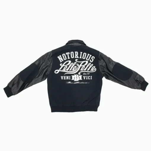 Pelle Pelle Kid's Notorious MB Blue and Grey Wool Jacket with Leather Sleeves