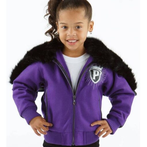 Pelle Pelle Kids Purple Fur Wool Jacket