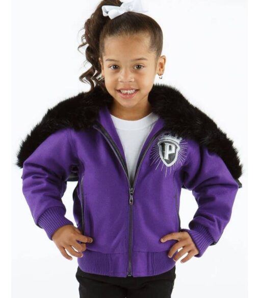 Pelle Pelle Kids Purple Fur Wool Jacket