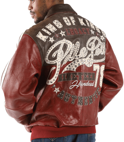 Pelle Pelle King Of Kings Maroon And Brown Leather Jacket