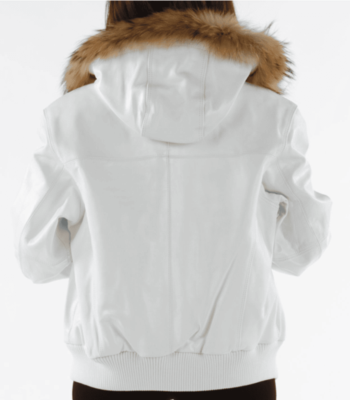 Pelle Pelle Ladies Basic Fur Hood White Leather Jacket