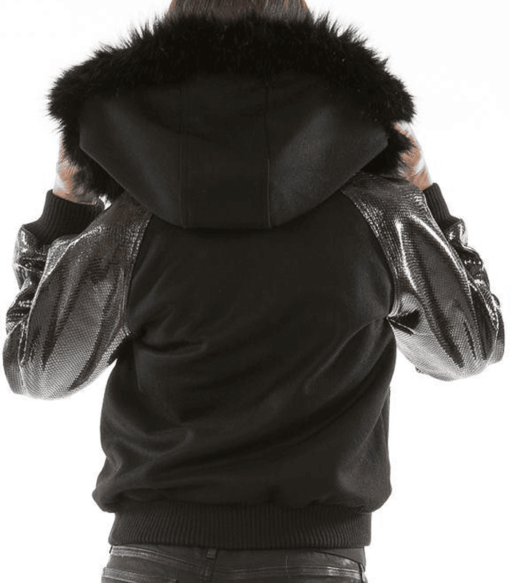 Pelle Pelle Ladies Eagle Black Coat With Fur Hood