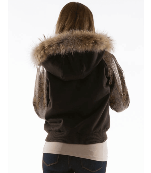 Pelle Pelle Ladies Eagle Brown Coat With Fur Hood