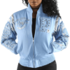 Pelle Pelle Ladies Eclipse Varsity Sky Blue Jacket