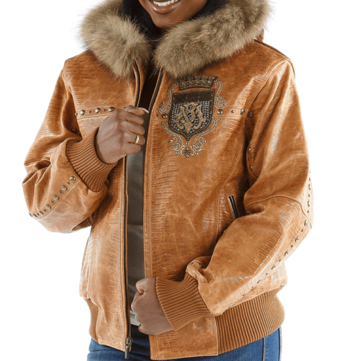 Pelle Pelle Ladies Mb Emblem Brown Leather Jacket