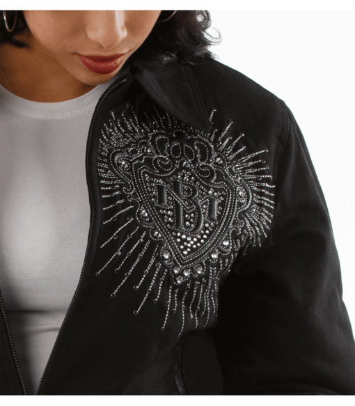Pelle Pelle Made For A Queen Ladies Platinum & Diamonds Black Jacket