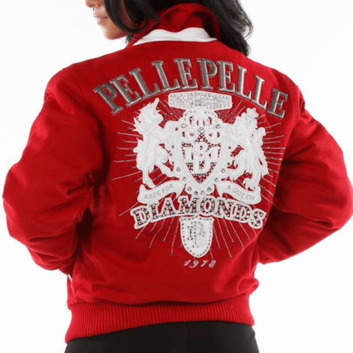 Pelle Pelle Ladies Platinum & Diamonds Red Wool Jacket